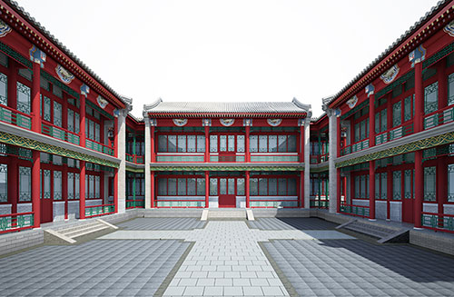 上栗北京四合院设计古建筑鸟瞰图展示